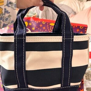 LL Bean Canvas Boat And Tote Mini 90's Blue white stripes